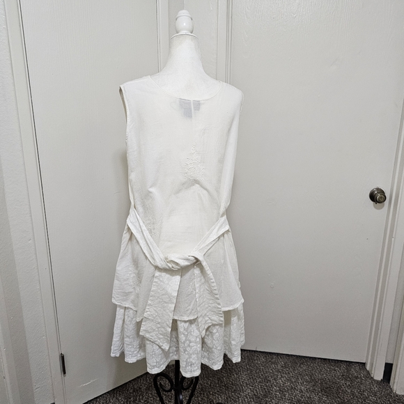 Papy Boez Boho Lagen Look Dress Cotton Off White Embroidered Lace Detail M/L - Picture 6 of 16